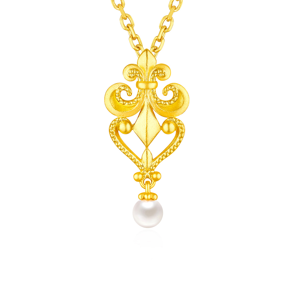 $t('六福珠寶')黃金頸鏈 - "鳶尾花"999足金珍珠頸鏈