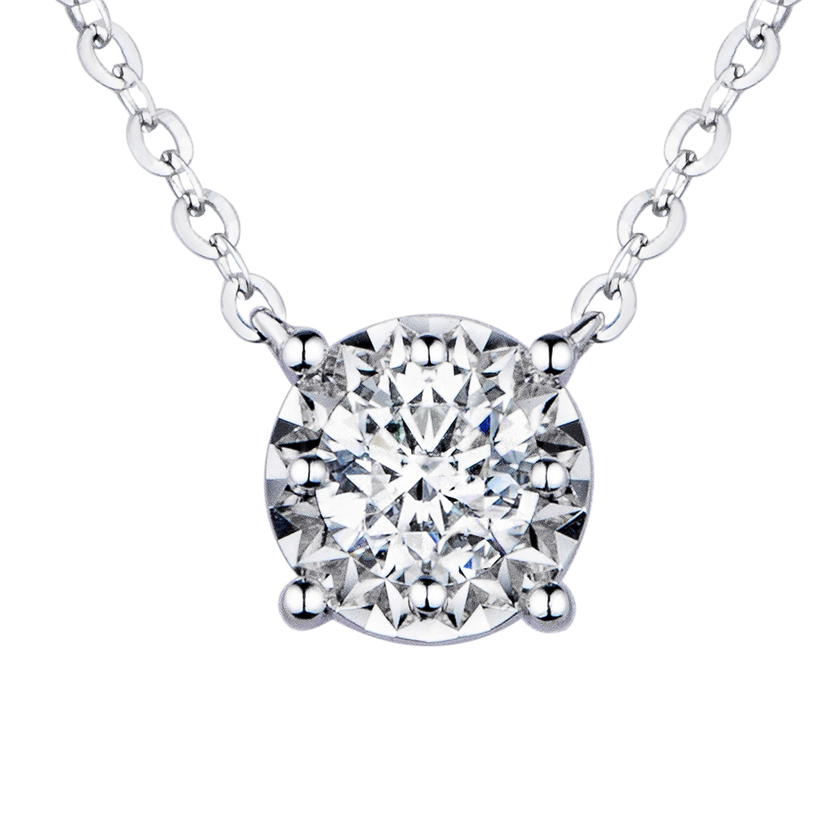 六福珠寶18K金頸鏈 - “閃耀”18K金(白色)鑽石頸鏈