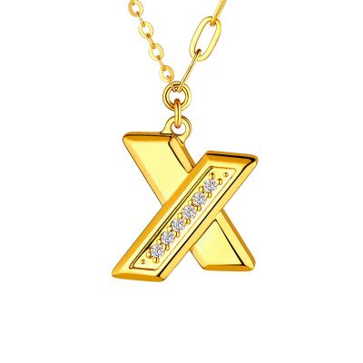 六福珠寶黃金頸鏈 - "金喜"999足金鑽石頸鏈