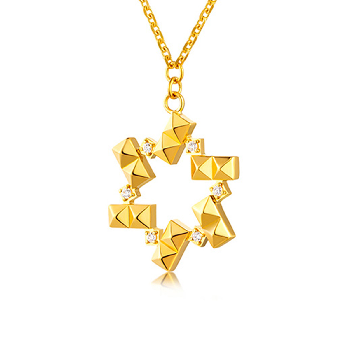 六福珠寶黃金頸鏈 - "閃耀火花"990黃金鑽石頸鏈