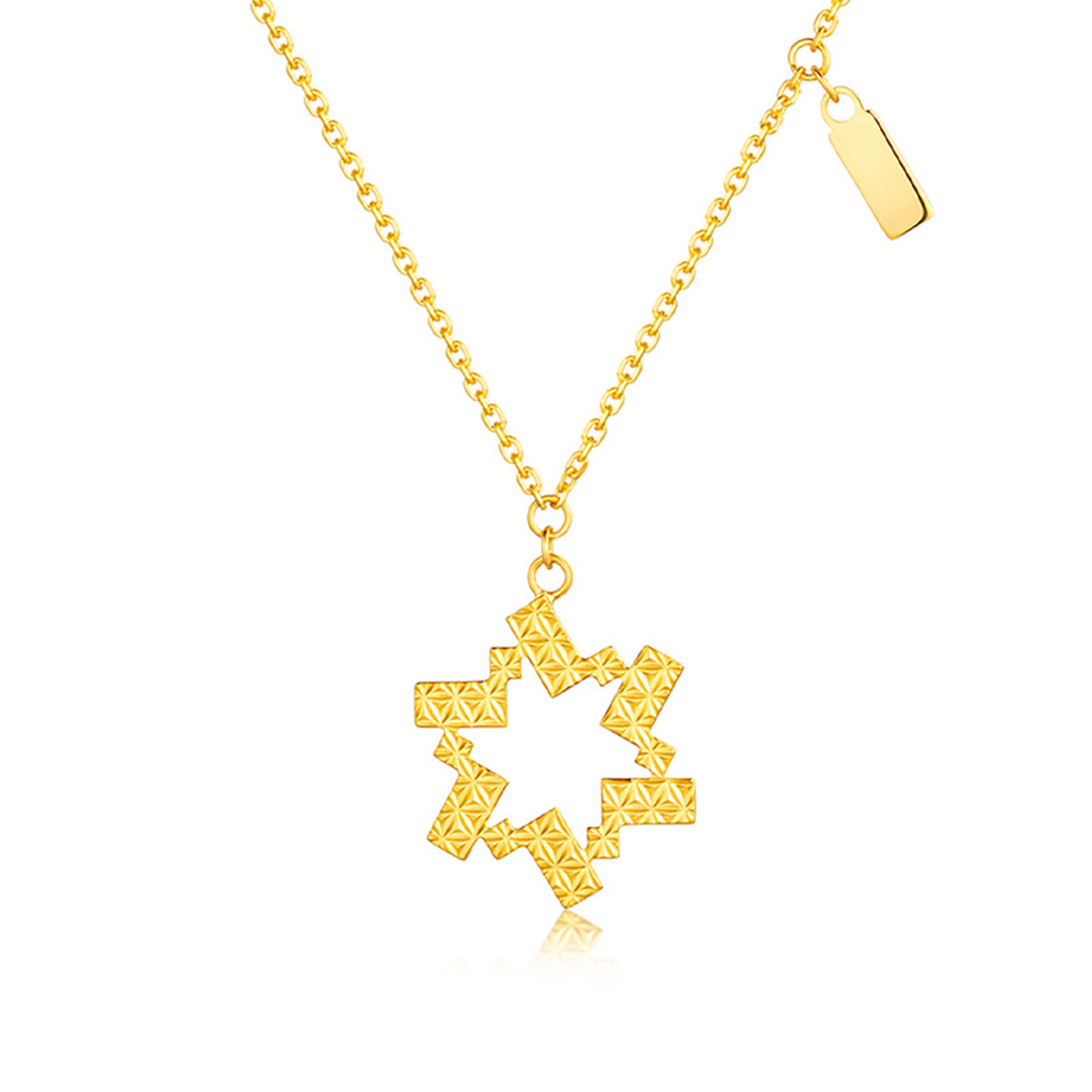 六福珠寶黃金頸鏈 - "閃耀火花"990黃金鑽石頸鏈