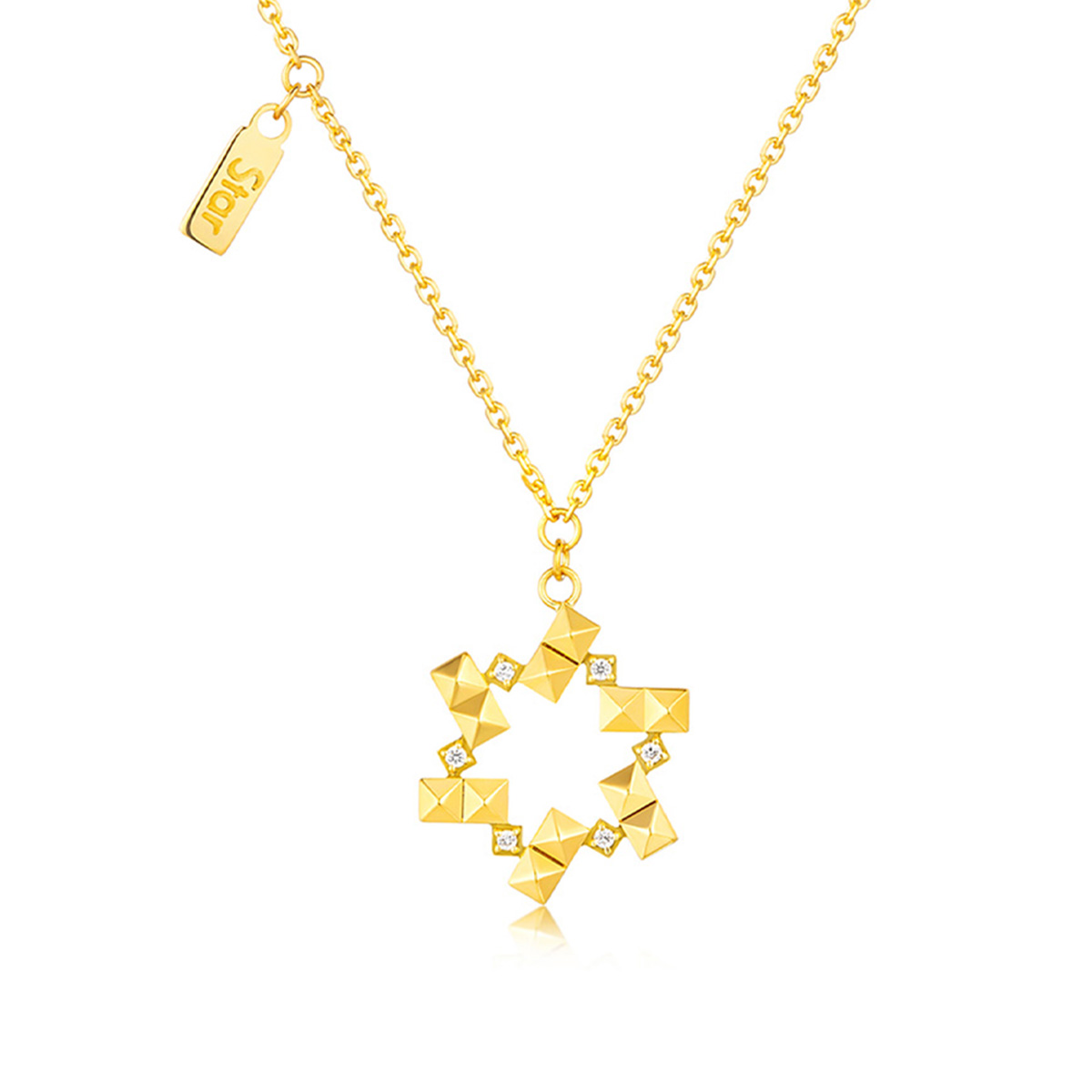 六福珠寶黃金頸鏈 - "閃耀火花"990黃金鑽石頸鏈