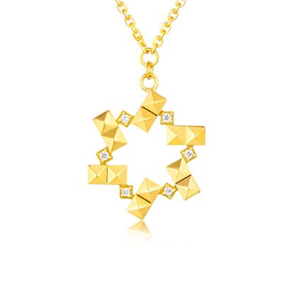 六福珠寶黃金頸鏈 - "閃耀火花"990黃金鑽石頸鏈