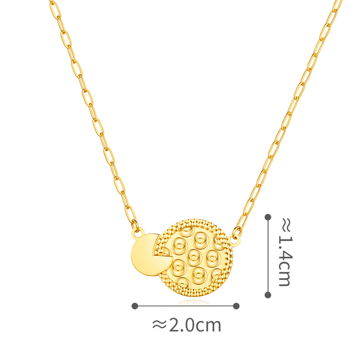 六福珠寶黃金頸鏈 - "喜樂圓滿"990黃金頸鏈