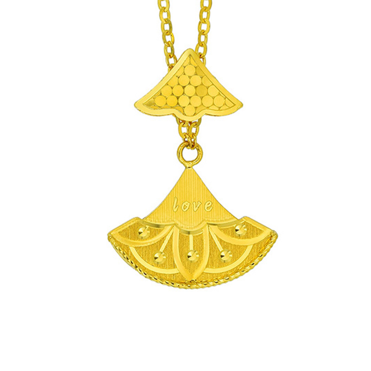 六福珠寶黃金頸鏈 - "杏(幸)運密語"999足金頸鏈