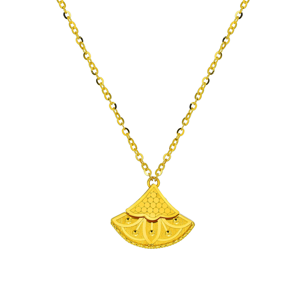 六福珠寶黃金頸鏈 - "杏(幸)運密語"999足金頸鏈