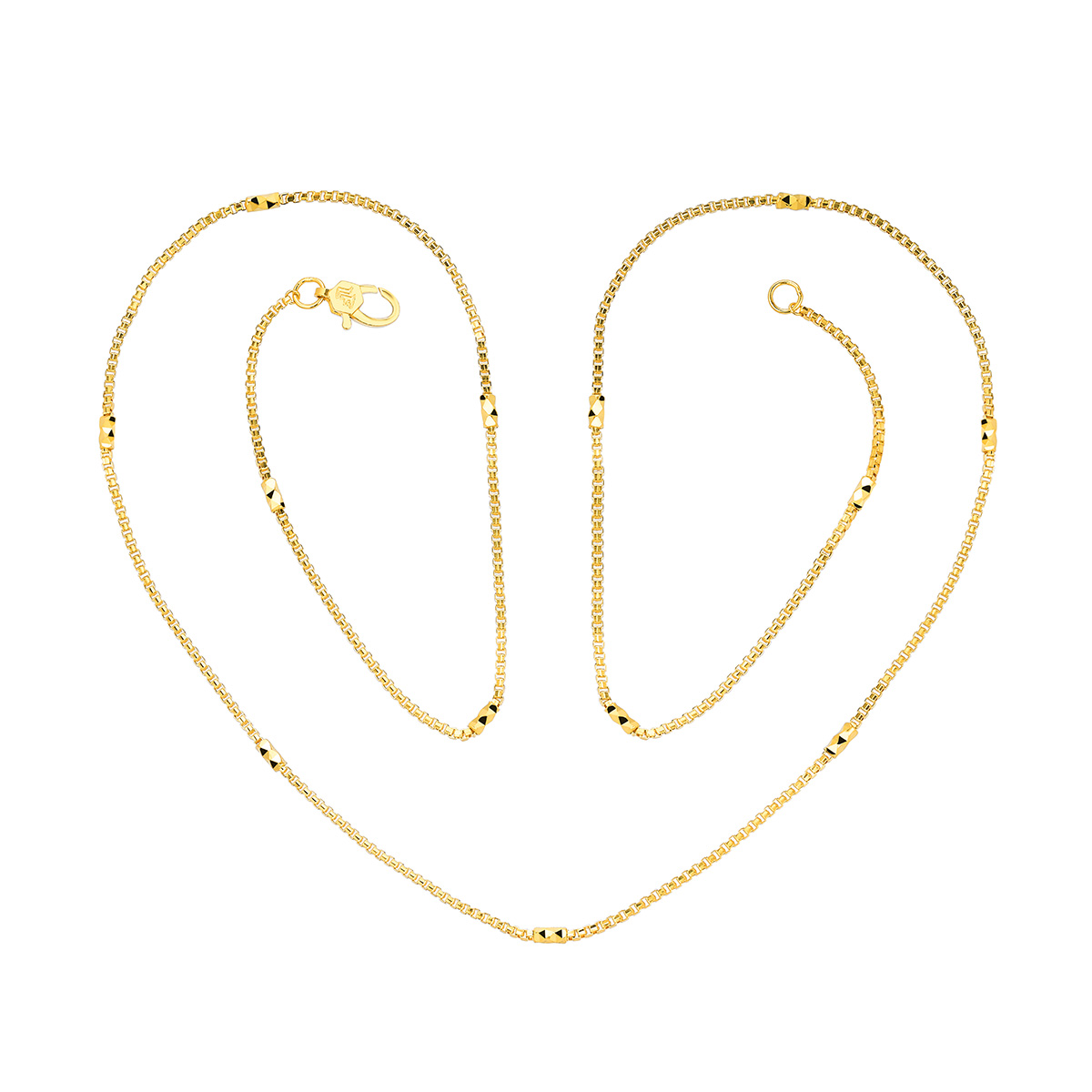 六福珠寶黃金頸鏈 - "盒仔鏈素鏈"999足金頸鏈