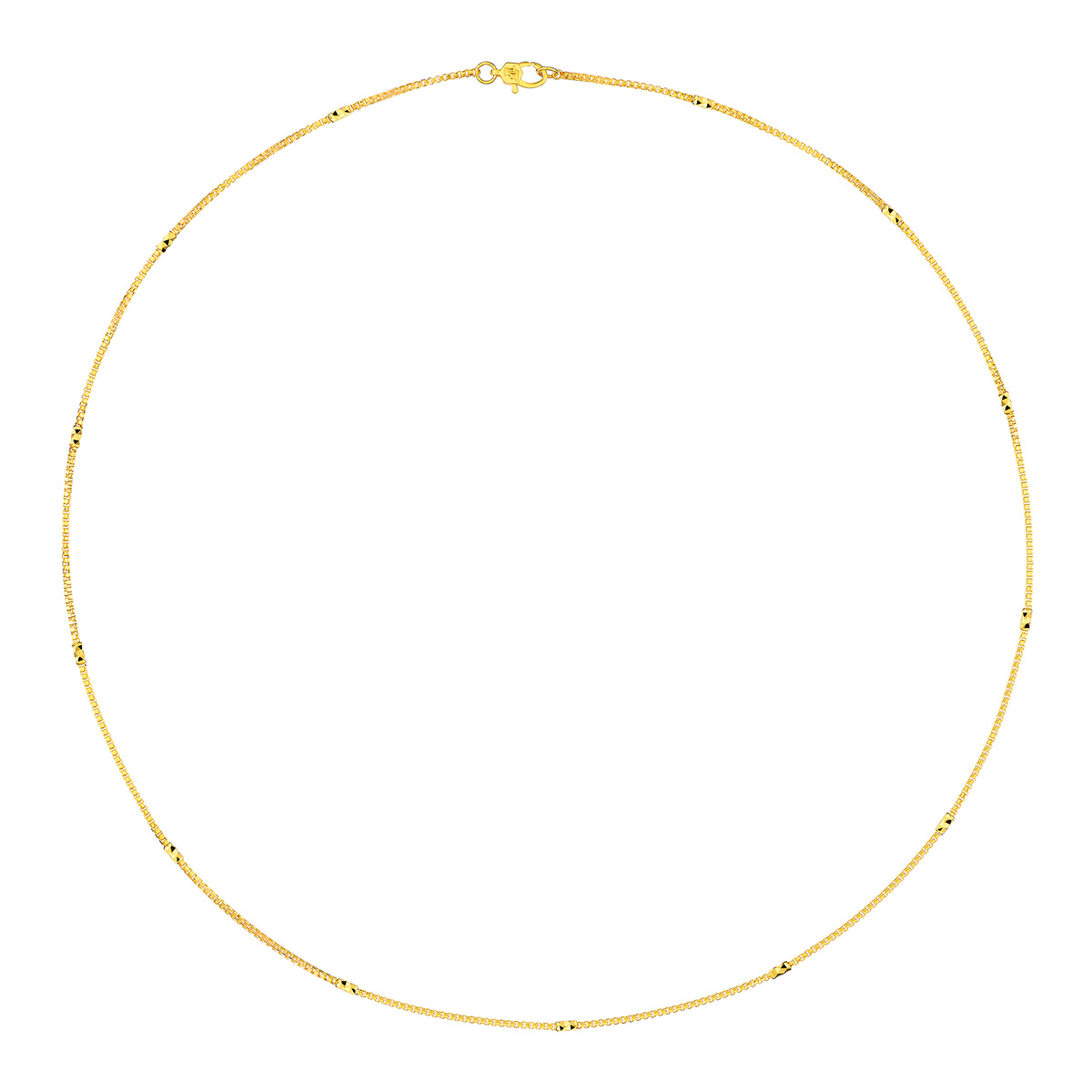 六福珠寶黃金頸鏈 - "盒仔鏈素鏈"999足金頸鏈