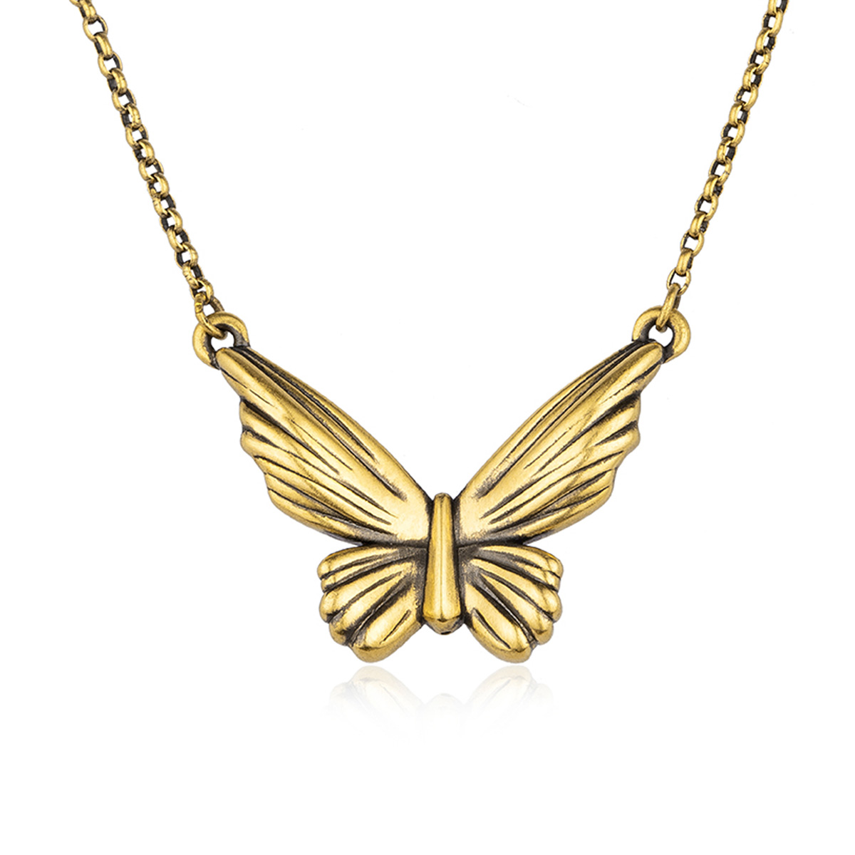 $t('六福珠寶')黃金頸鏈 - "黑‧潮"龐克風蝴蝶造型990黃金頸鏈(5D電黑硬金工藝)