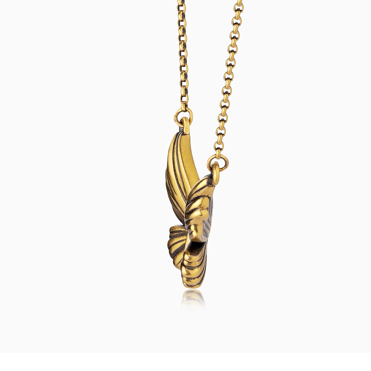 六福珠寶黃金頸鏈 - "黑‧潮"龐克風蝴蝶造型990黃金頸鏈(5D電黑硬金工藝)