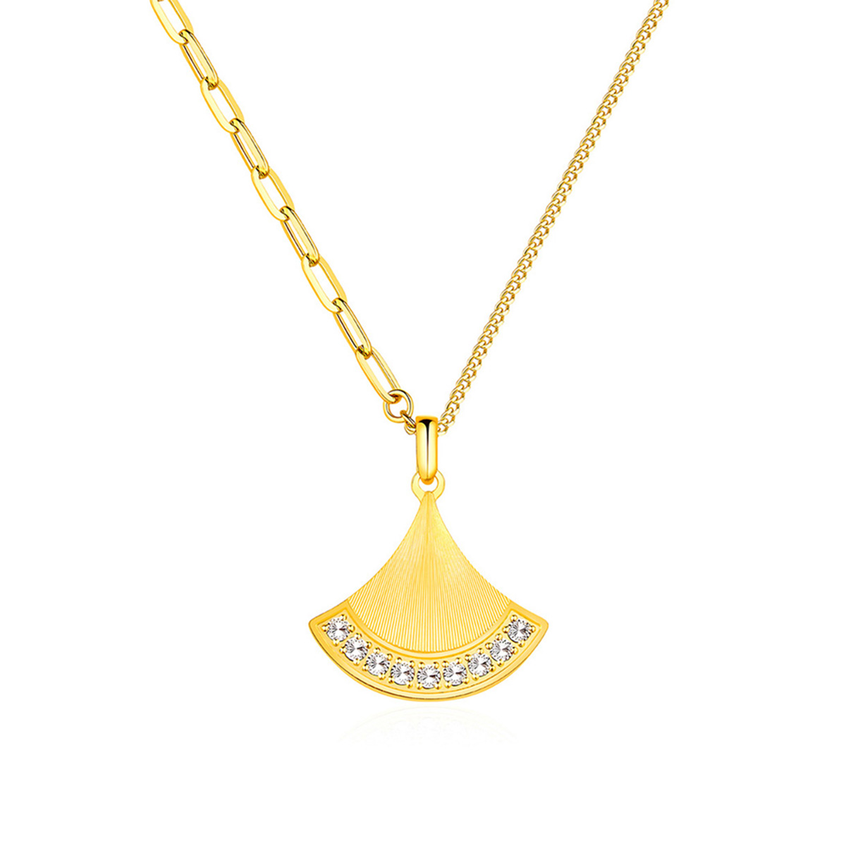 六福珠寶黃金頸鏈 - "流閃幻影"999足金頸鏈(米字車花切割工藝)