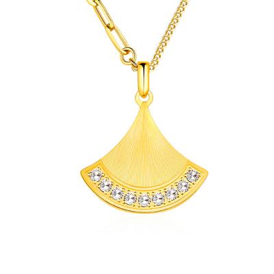 六福珠寶黃金頸鏈 - "流閃幻影"999足金頸鏈(米字車花切割工藝)