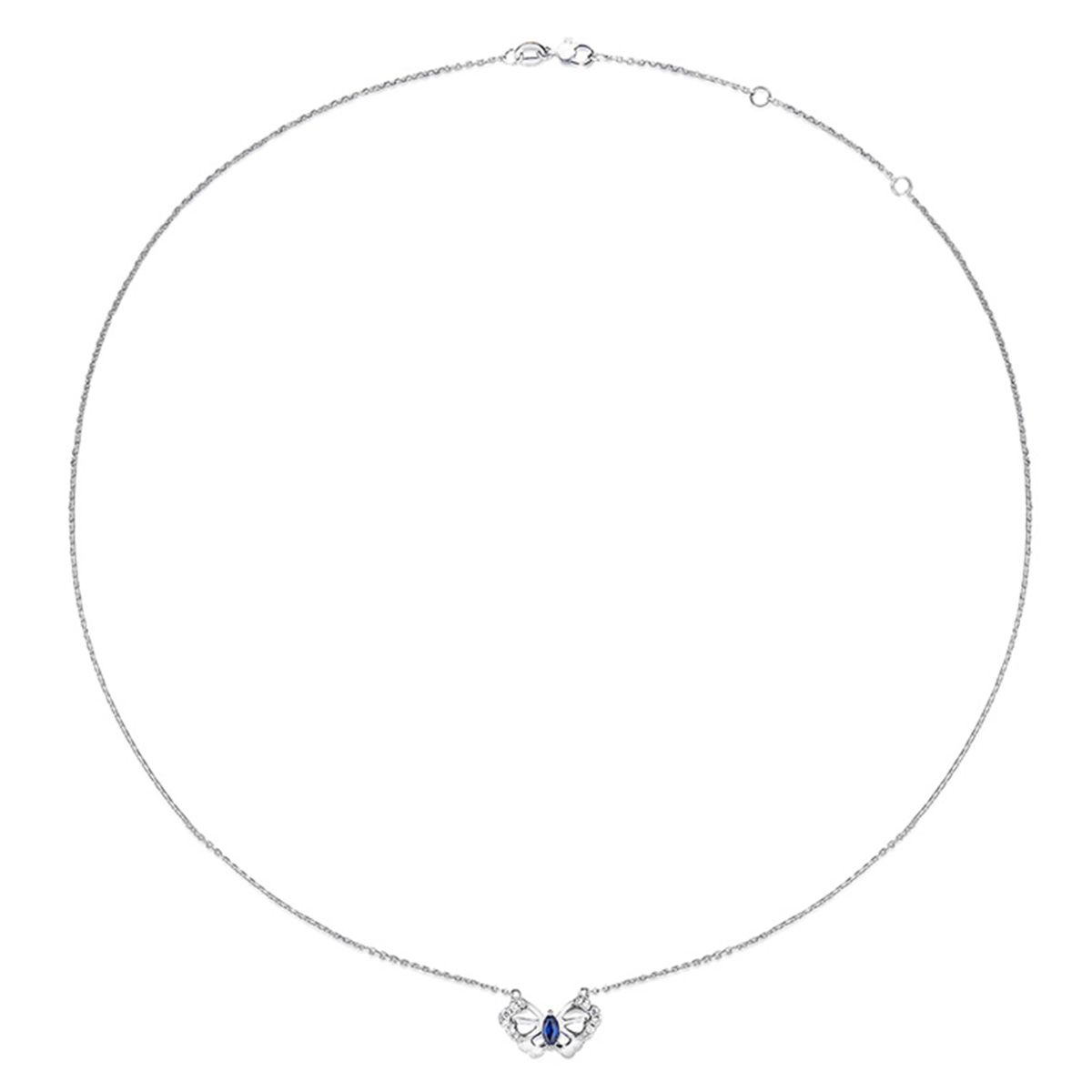 六福珠寶18K金頸鏈 - "優雅蝴蝶"18K金寶石鑽石頸鏈–多色選擇