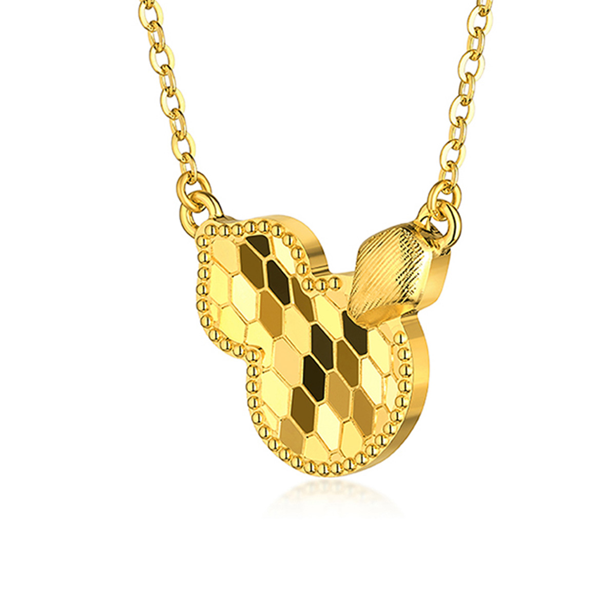 六福珠寶黃金頸鏈 - “鱗光閃閃”葫蘆造型999足金頸鏈