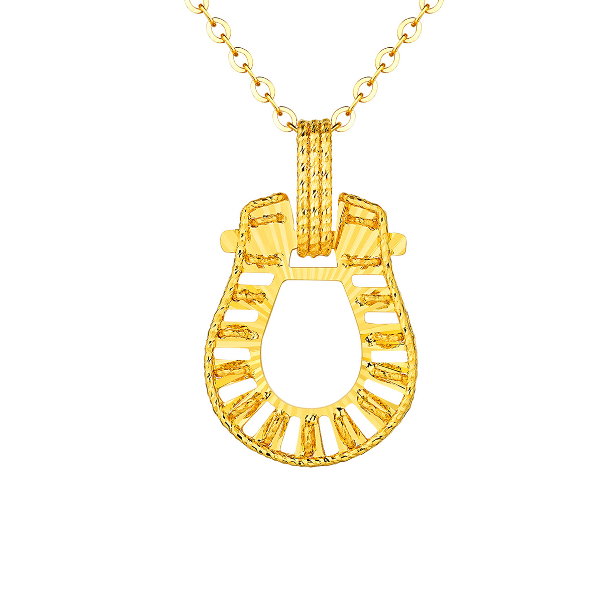 六福珠寶黃金頸鏈 - "冰‧鑽馬蹄"999足金頸鏈