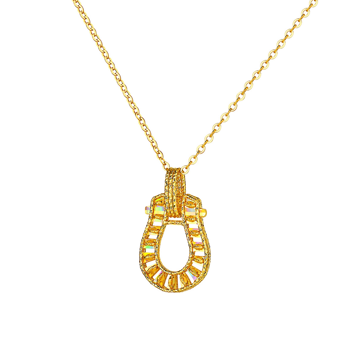 六福珠寶黃金頸鏈 - "冰‧鑽馬蹄"999足金頸鏈