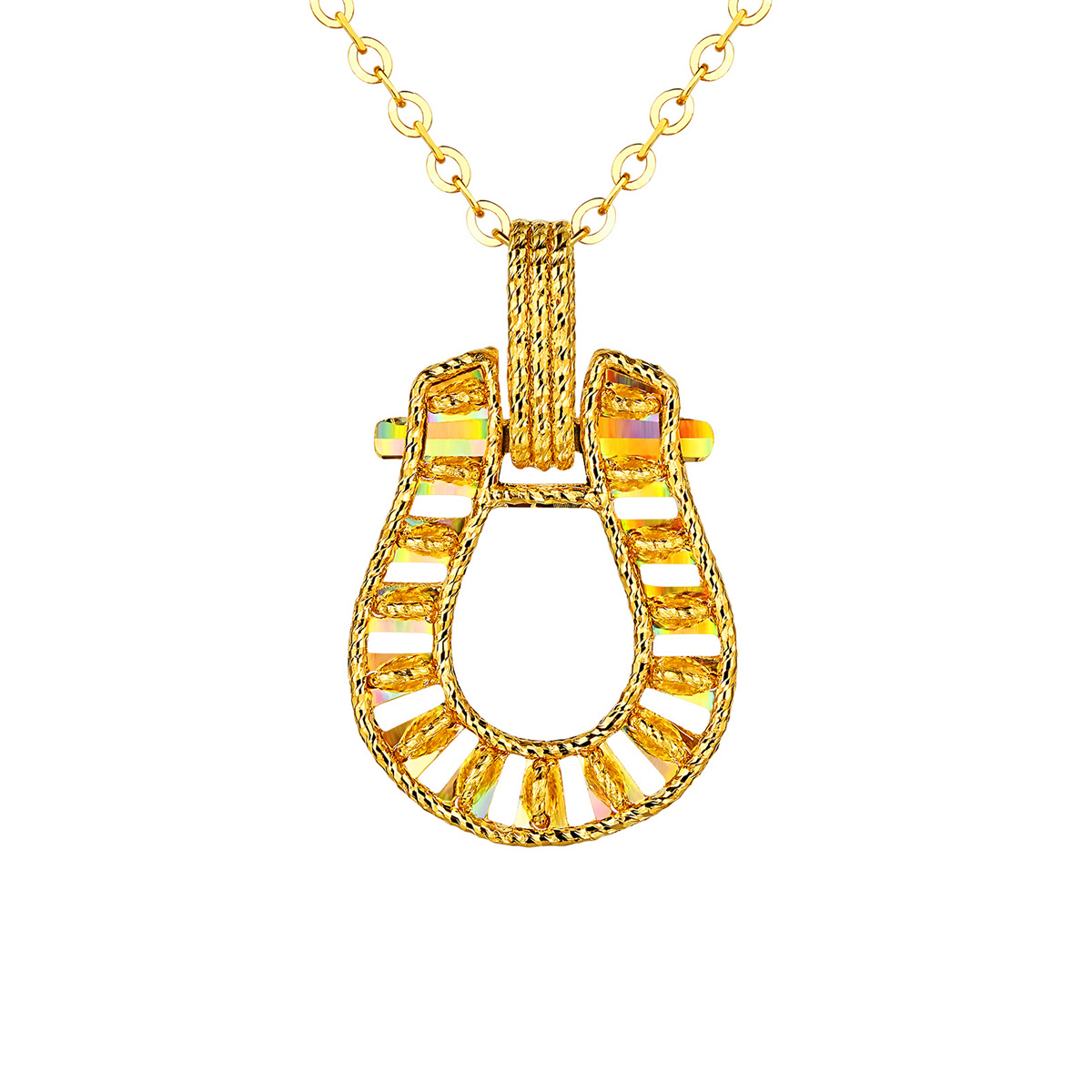 六福珠寶黃金頸鏈 - "冰‧鑽馬蹄"999足金頸鏈