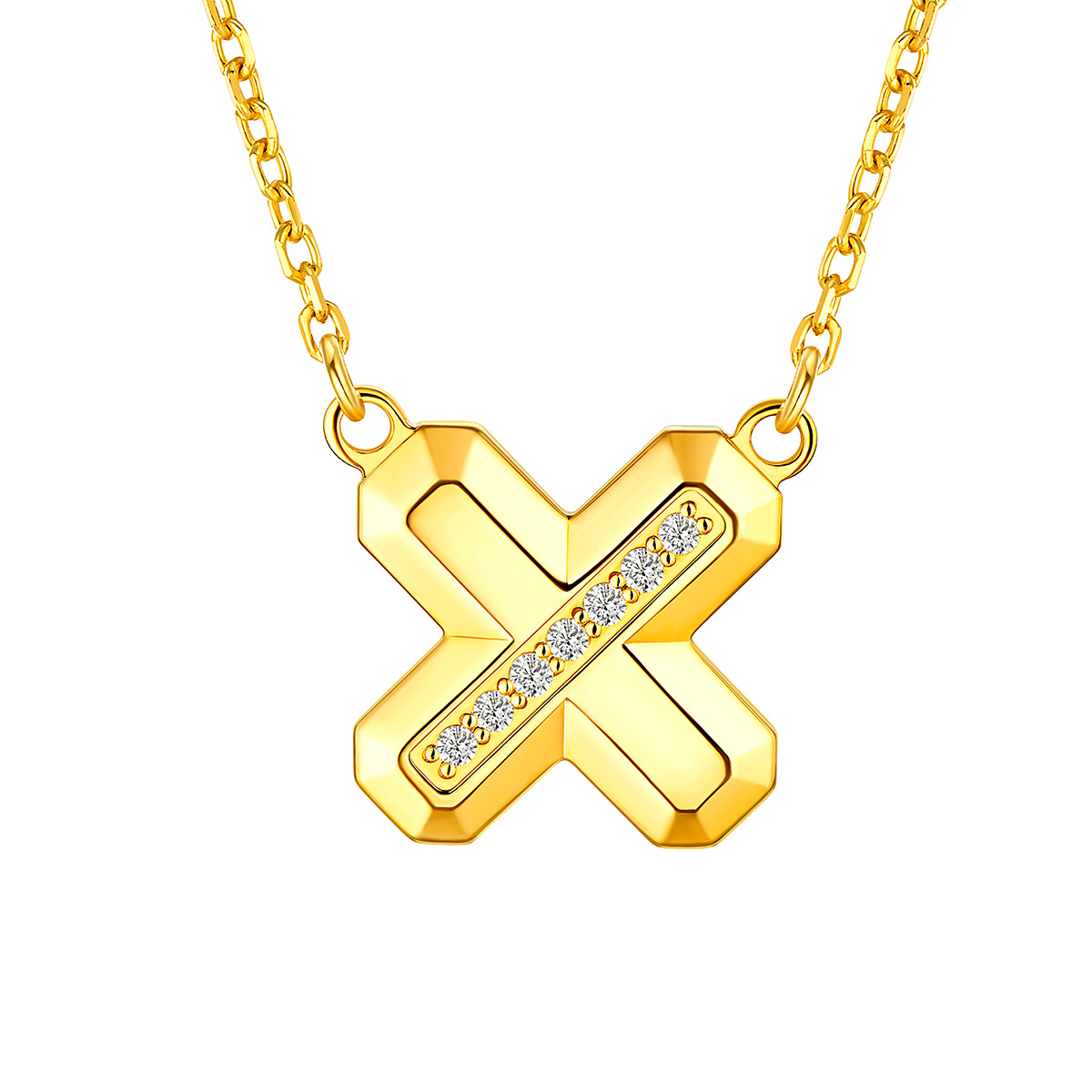 六福珠寶黃金頸鏈 - "浪漫公式"990黃金鑽石頸鏈