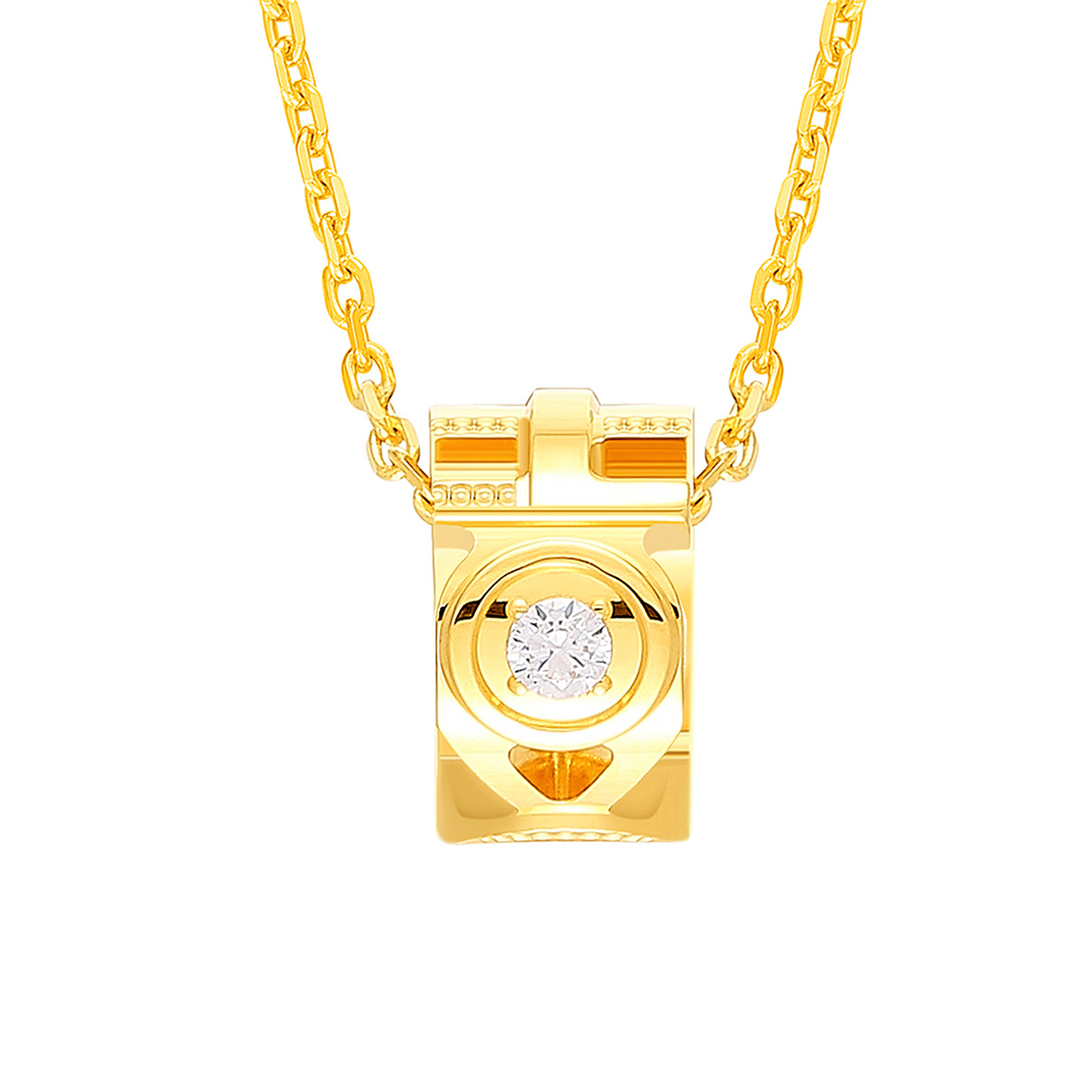 六福珠寶黃金頸鏈 - "囍愛時刻"990黃金頸鏈