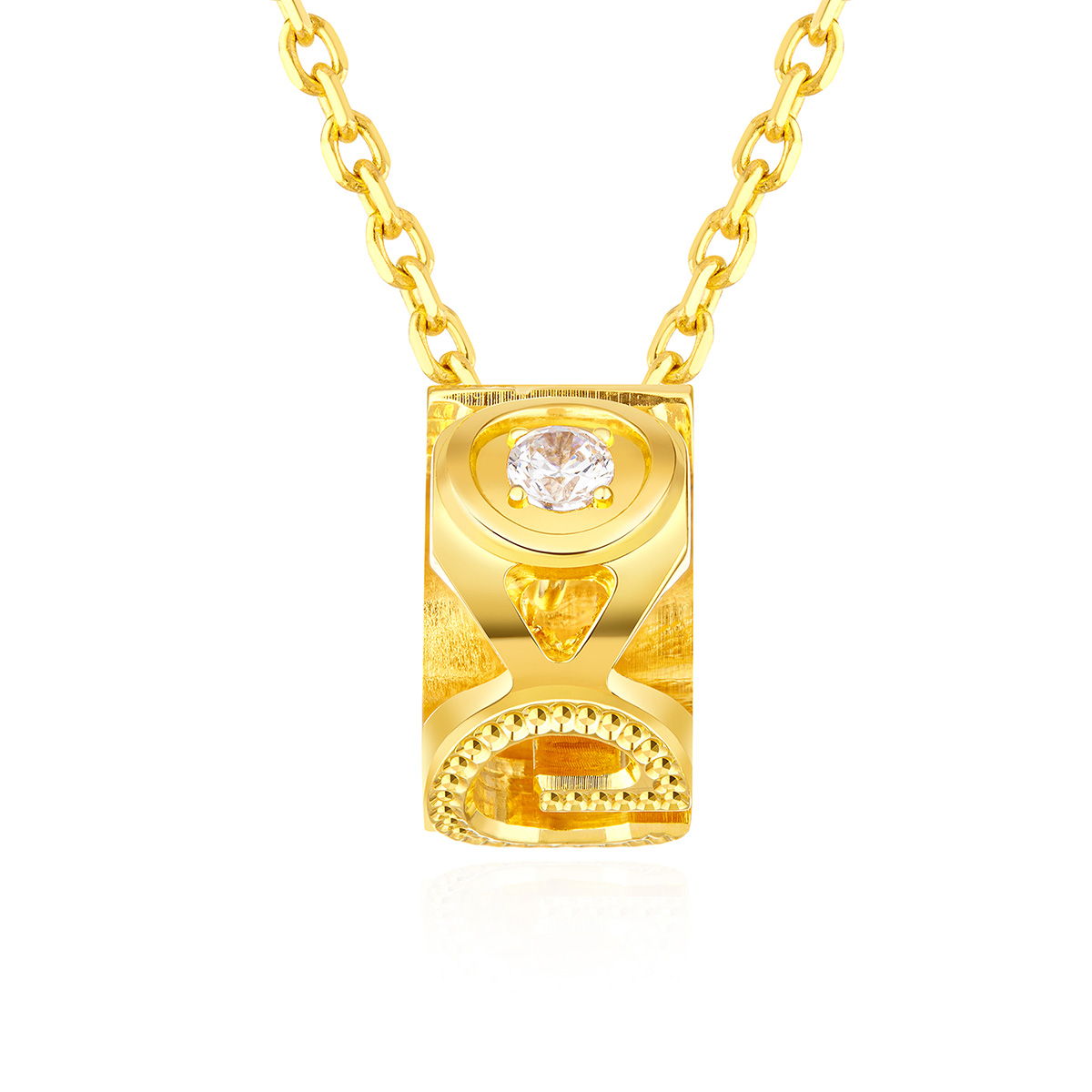 六福珠寶黃金頸鏈 - "囍愛時刻"990黃金頸鏈