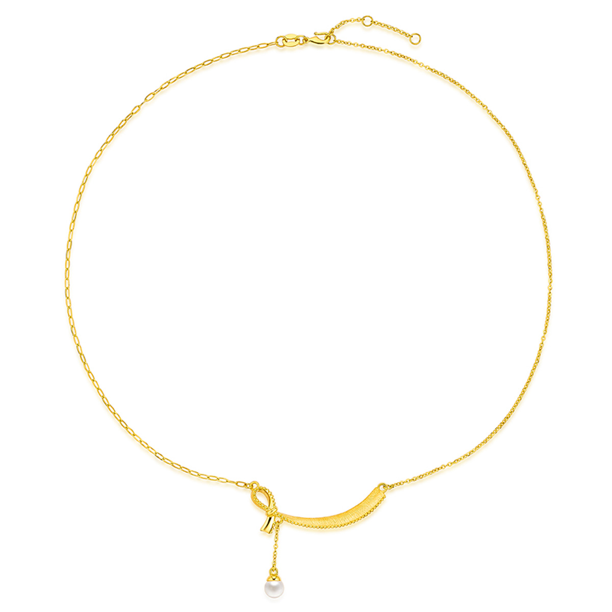 六福珠寶黃金頸鏈 - "珍愛一生"999.9黃金珍珠頸鏈  