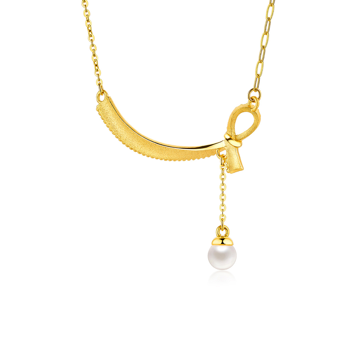 六福珠寶黃金頸鏈 - "珍愛一生"999.9黃金珍珠頸鏈  