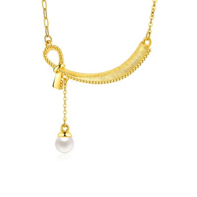 六福珠寶黃金頸鏈 - "珍愛一生"999.9黃金珍珠頸鏈  