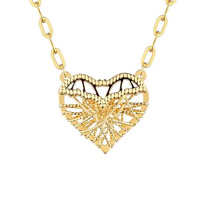 六福珠宝黄金颈链 - "偏偏喜欢你"镂空心形990黄金颈链