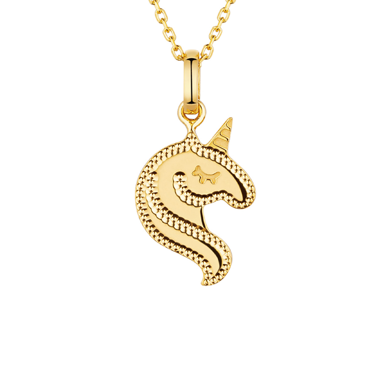六福珠寶黃金頸鏈 - "萌寵聯盟"獨角獸990黃金琺瑯頸鏈