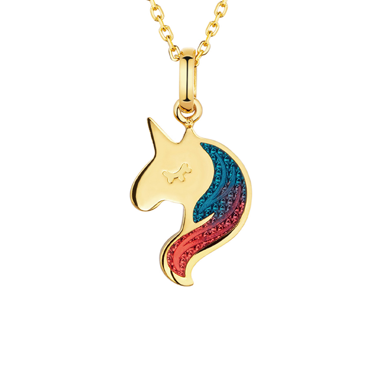 $t('六福珠寶')黃金頸鏈 - "萌寵聯盟"獨角獸990黃金琺瑯頸鏈
