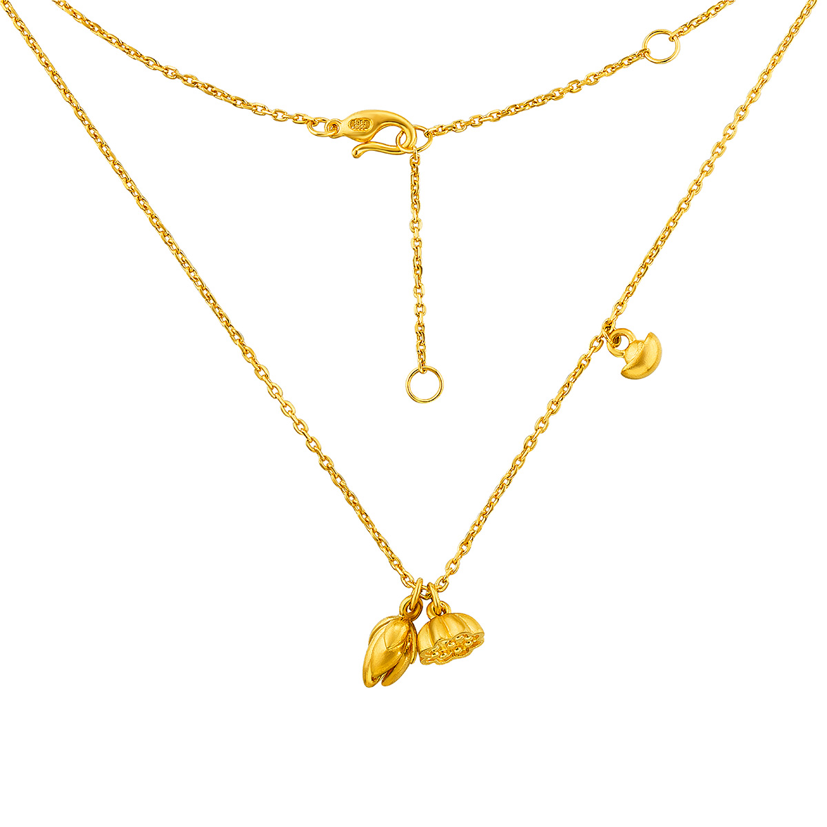 六福珠寶黃金頸鏈 - "蓮盛•蓬生"999.9黃金頸鏈