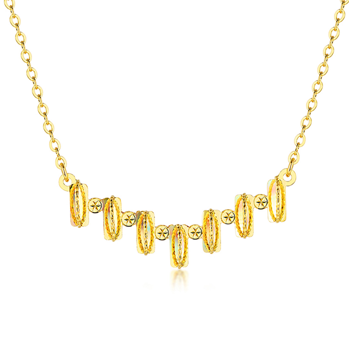 $t('六福珠寶')黃金頸鏈 - “冰‧鑽微笑”999足金頸鏈