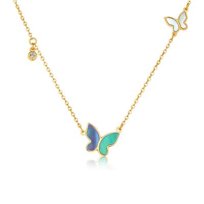 六福珠寶黃金頸鏈 - “浪漫之約”999足金貝母鑽石頸鏈   