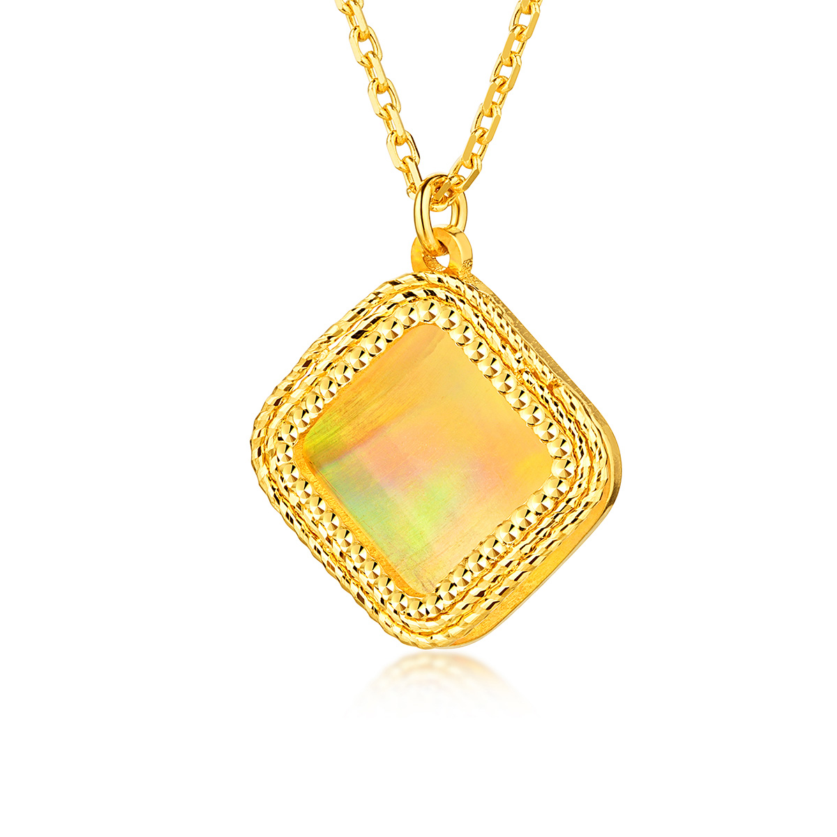 六福珠寶黃金頸鏈 - "炫彩小方糖"990黃金頸鏈