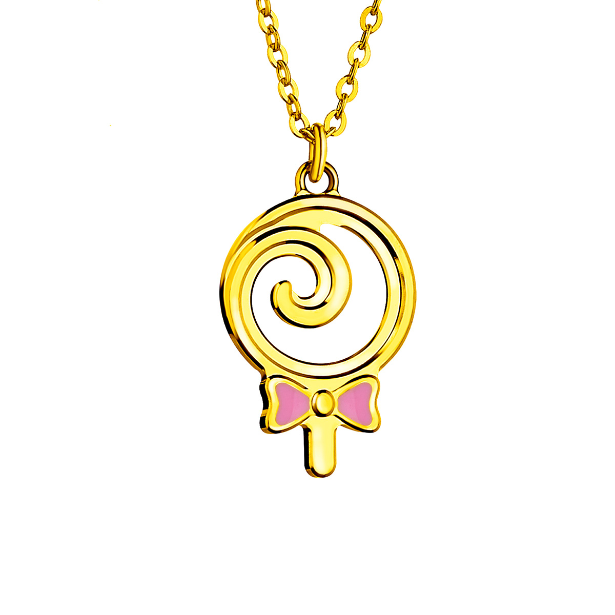 六福珠寶黃金頸鏈 - "棒棒糖"999.9黃金琺瑯頸鏈