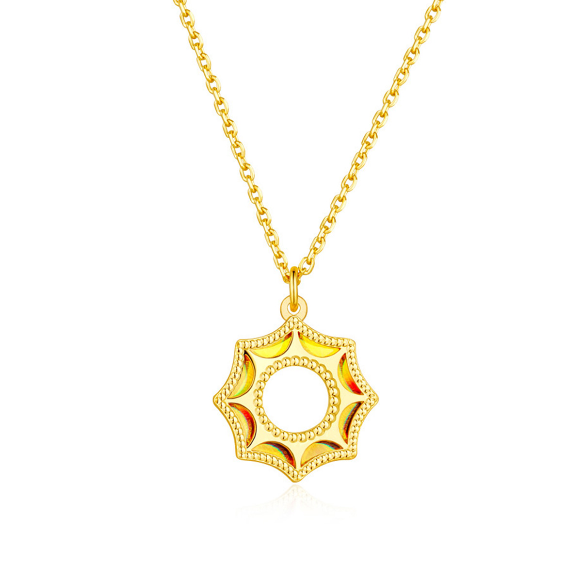 六福珠寶黃金頸鏈 - "耀出彩虹"990黃金頸鏈(炫彩工藝)