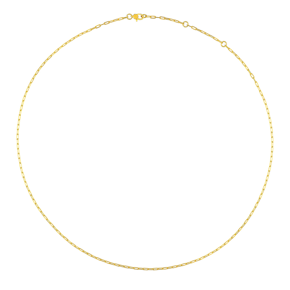 六福珠寶黃金頸鏈 - "回形針素鏈"999足金頸鏈