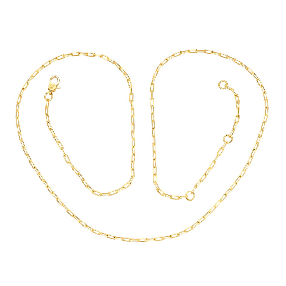 六福珠寶黃金頸鏈 - "回形針素鏈"999足金頸鏈