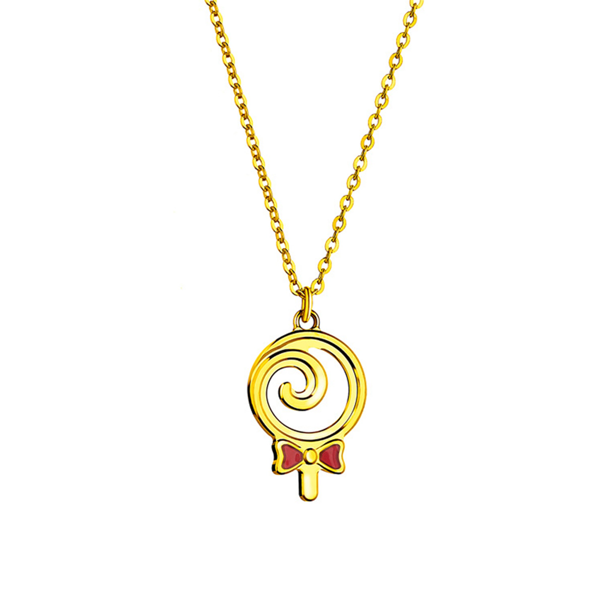 六福珠寶黃金頸鏈 - "棒棒糖"999.9黃金琺瑯頸鏈