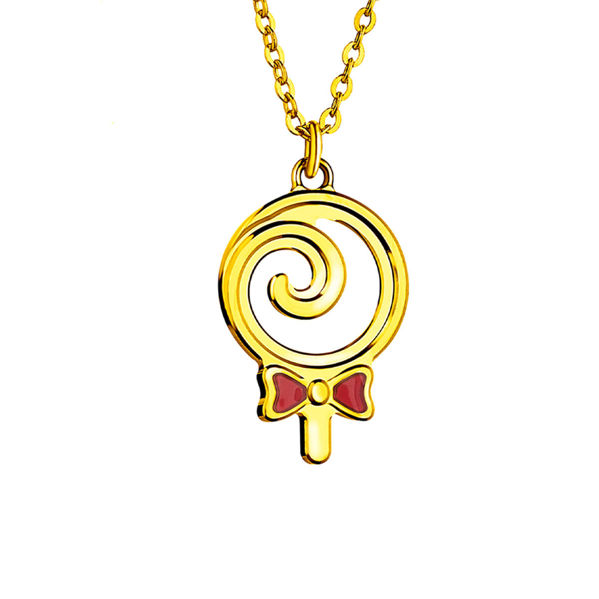 六福珠寶黃金頸鏈 - "棒棒糖"999.9黃金琺瑯頸鏈