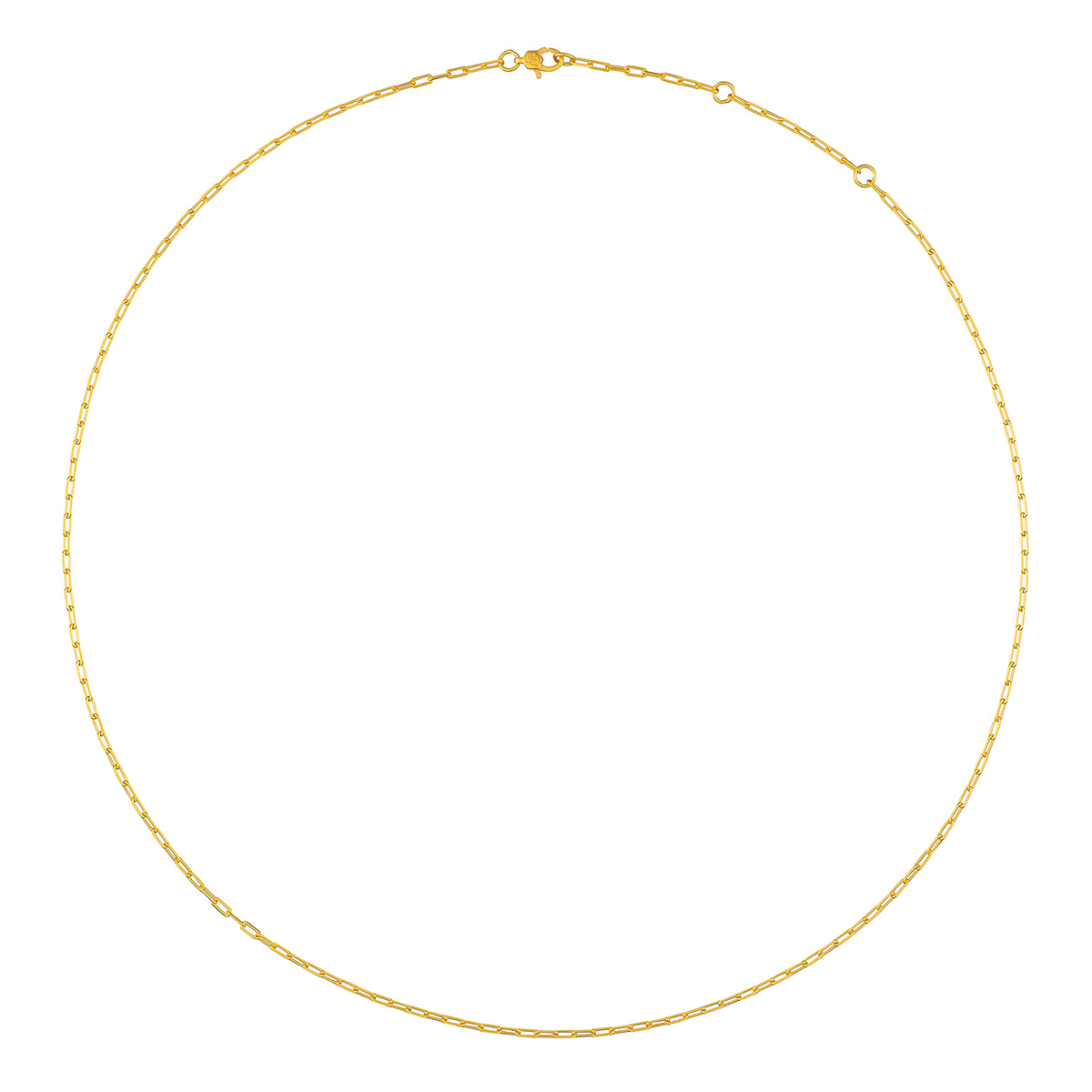 六福珠寶黃金頸鏈 - "回形針素鏈"999足金頸鏈