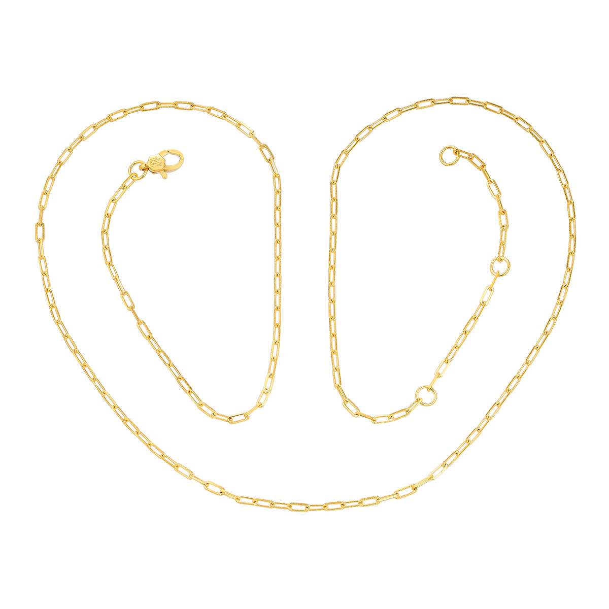 六福珠寶黃金頸鏈 - "回形針素鏈"999足金頸鏈