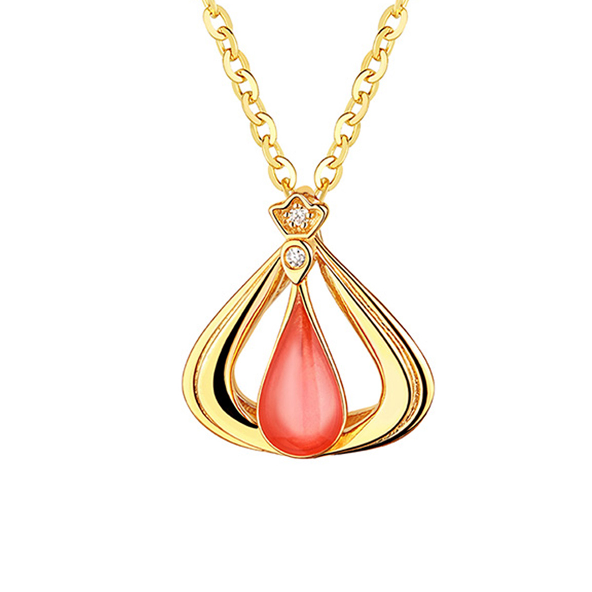 六福珠寶黃金頸鏈 - "「悅己愛己」香港小姐"999足金鑽石琺瑯頸鏈