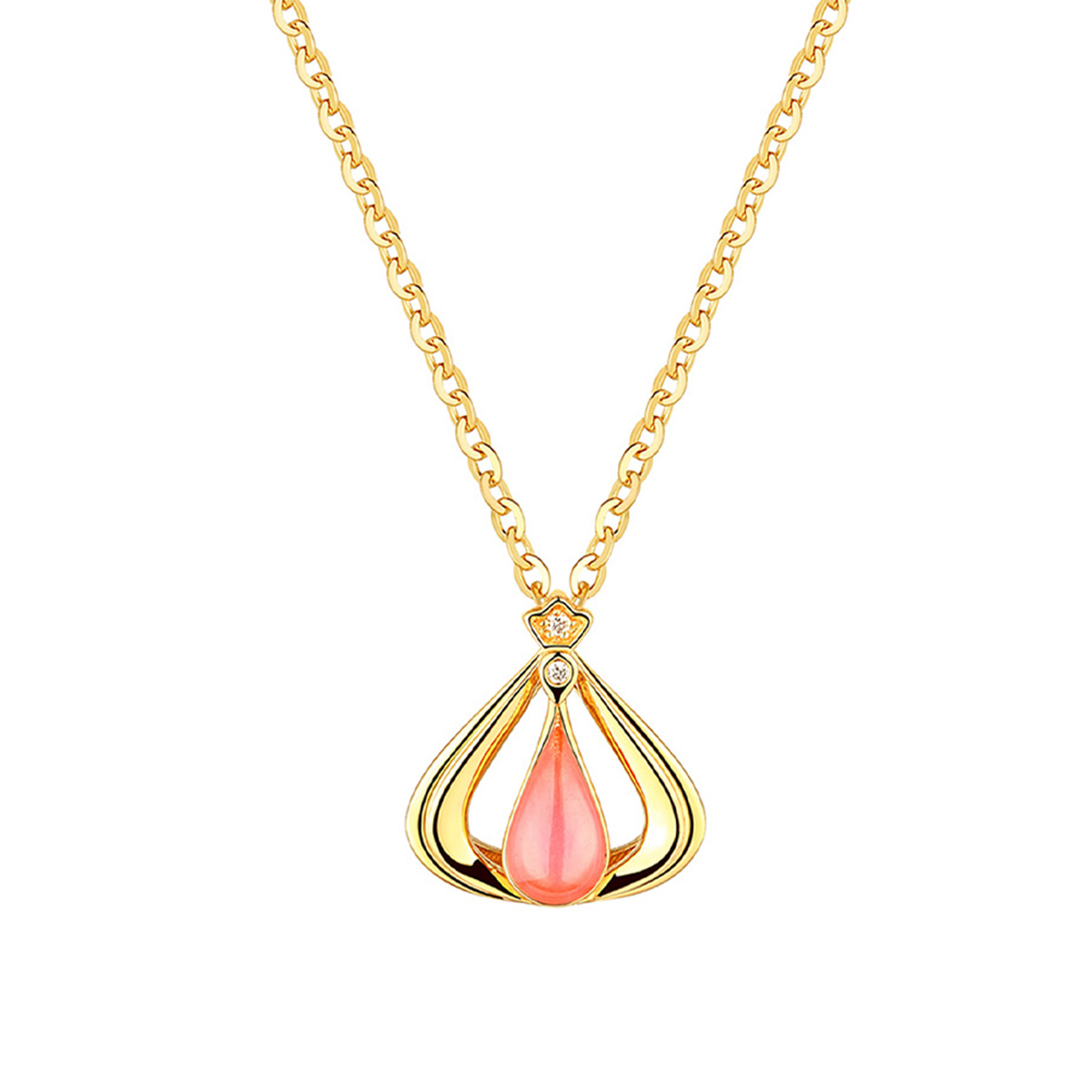 六福珠寶黃金頸鏈 - "「悅己愛己」香港小姐"999足金鑽石琺瑯頸鏈