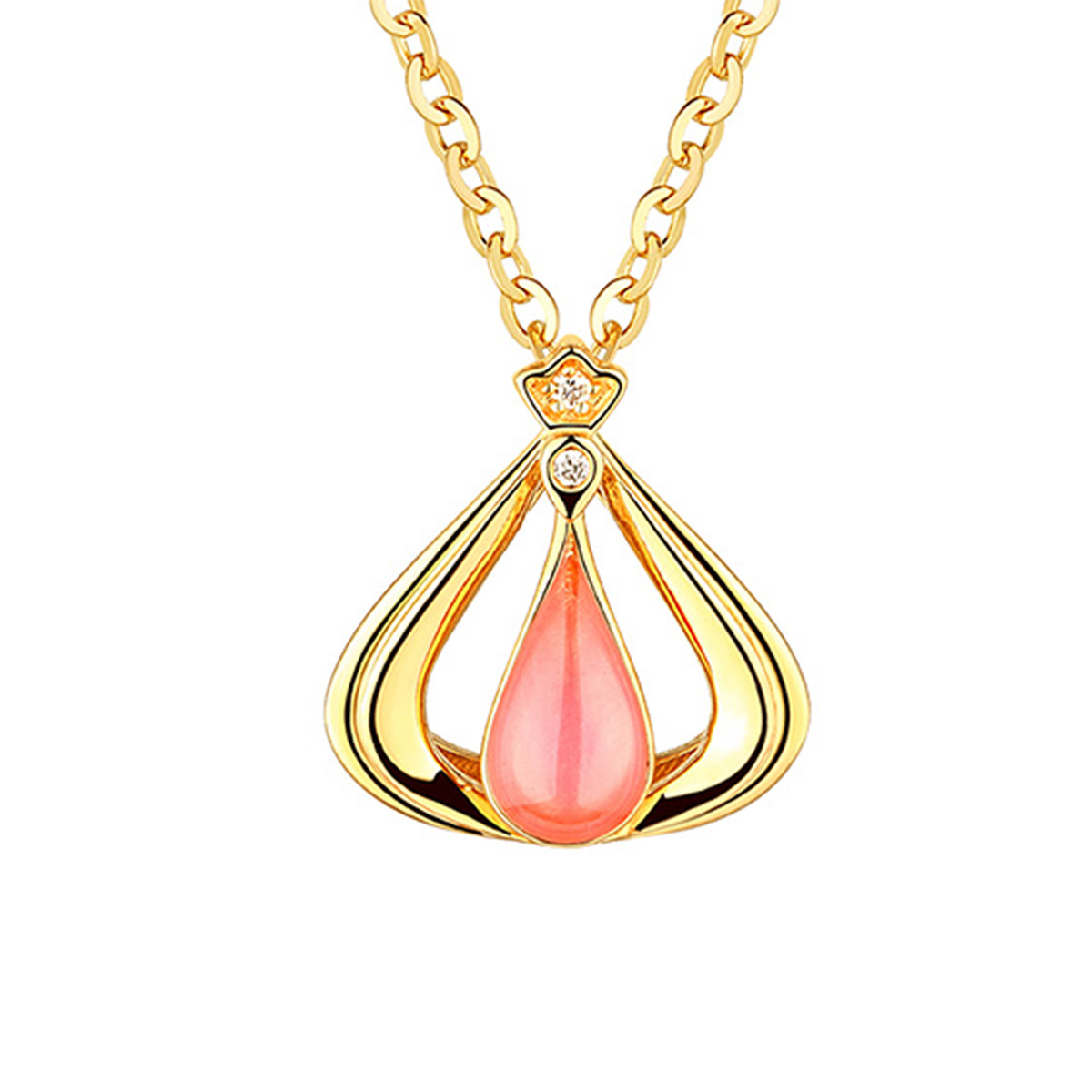 六福珠寶黃金頸鏈 - "「悅己愛己」香港小姐"999足金鑽石琺瑯頸鏈