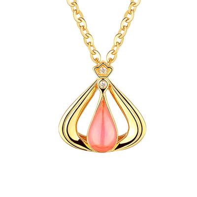 六福珠寶黃金頸鏈 - "「悅己愛己」香港小姐"999足金鑽石琺瑯頸鏈