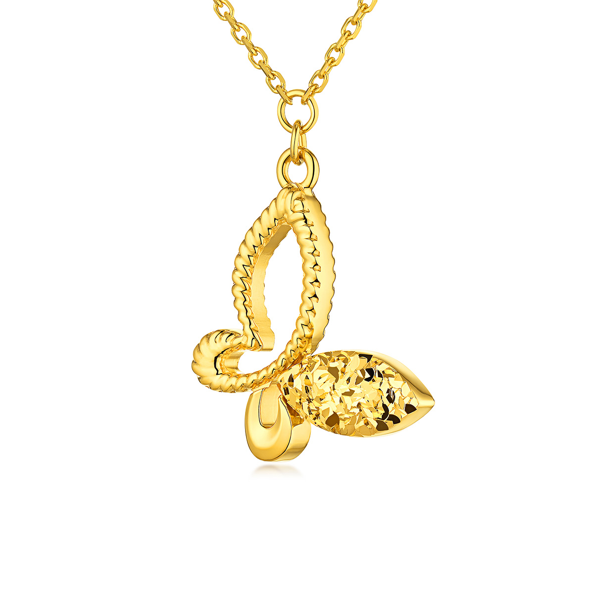 六福珠寶黃金頸鏈 - "蝶舞翩翩"990黃金頸鏈