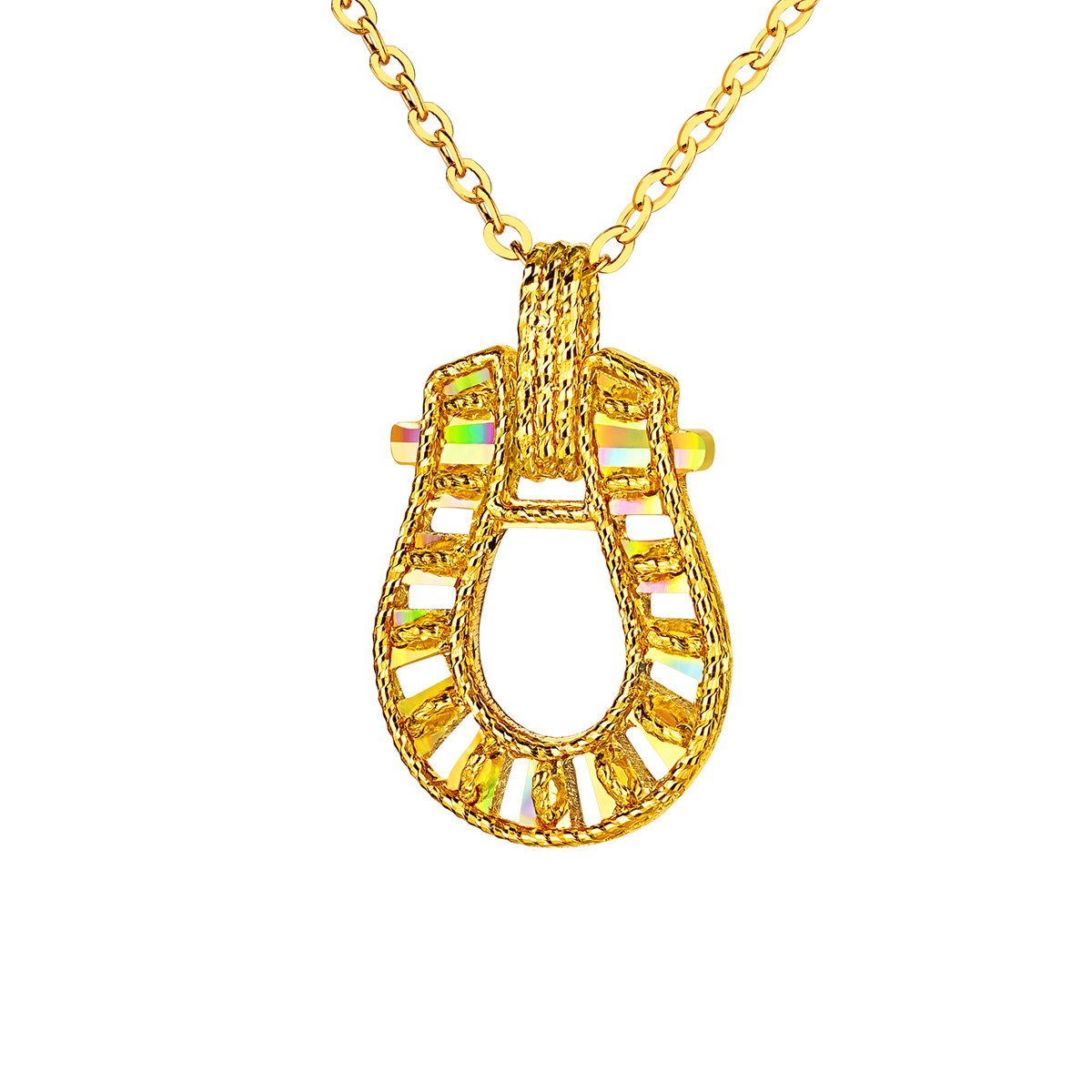 六福珠寶黃金頸鏈 - "冰‧鑽馬蹄"999足金頸鏈