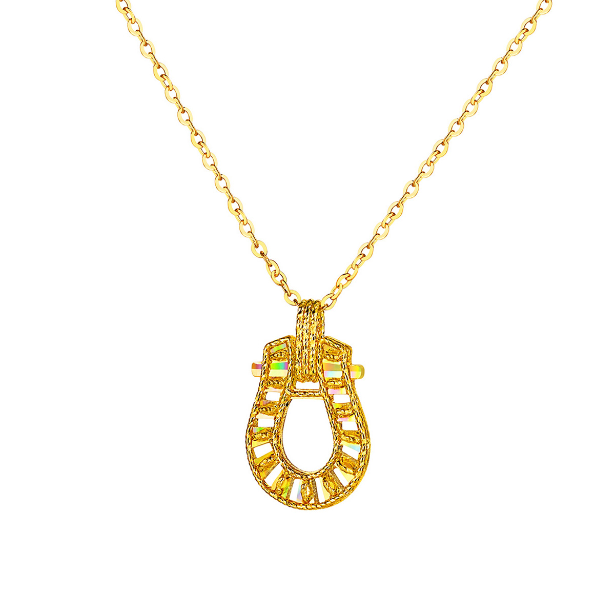 六福珠寶黃金頸鏈 - "冰‧鑽馬蹄"999足金頸鏈