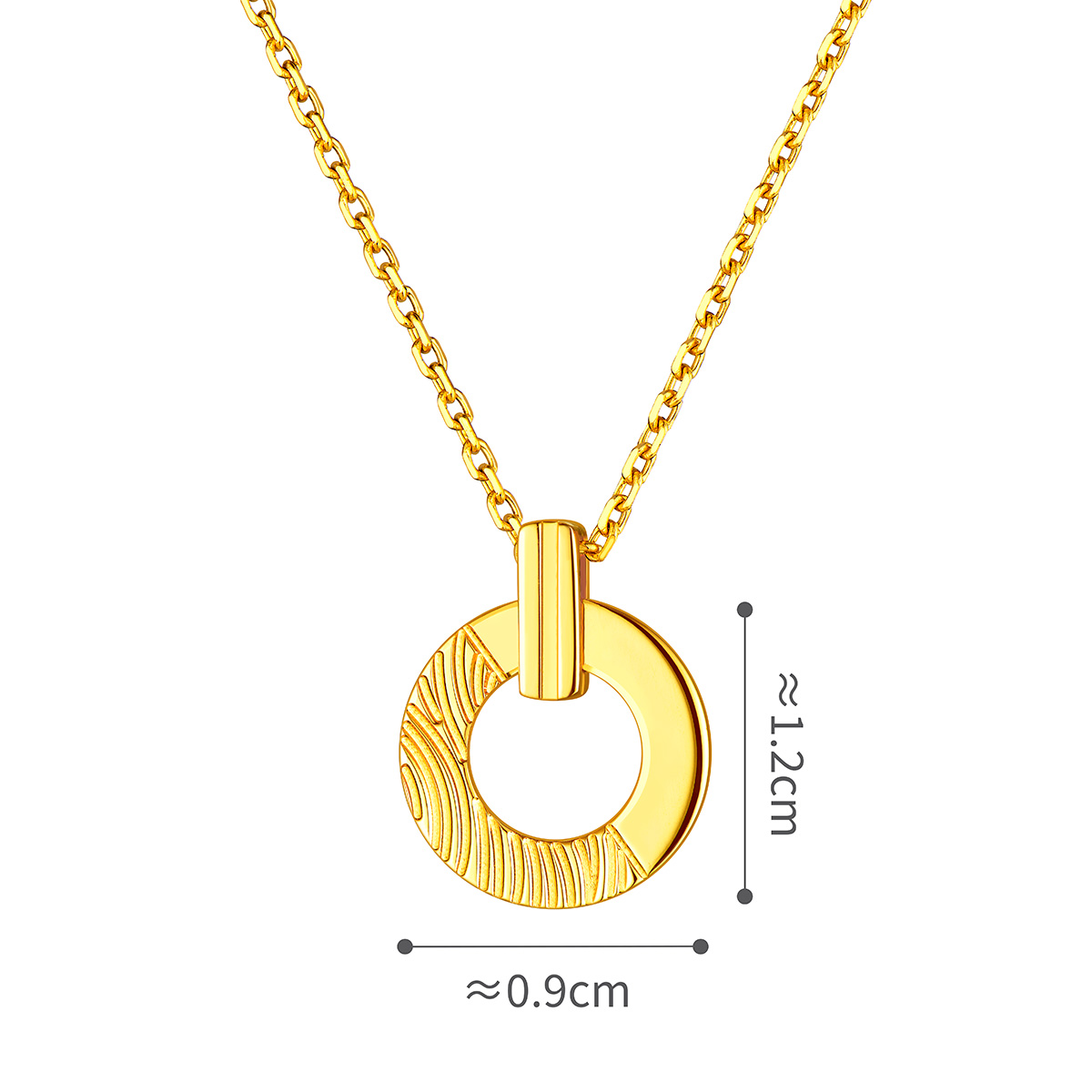 六福珠寶黃金頸鏈 - "小圓份"990黃金圓環頸鏈